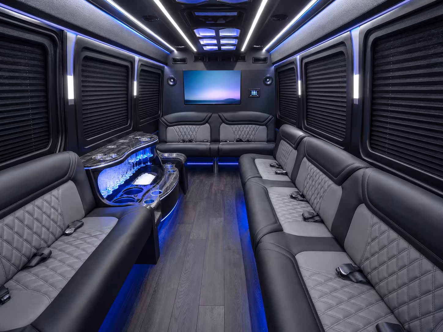 st charles 50 passenger party bus inside